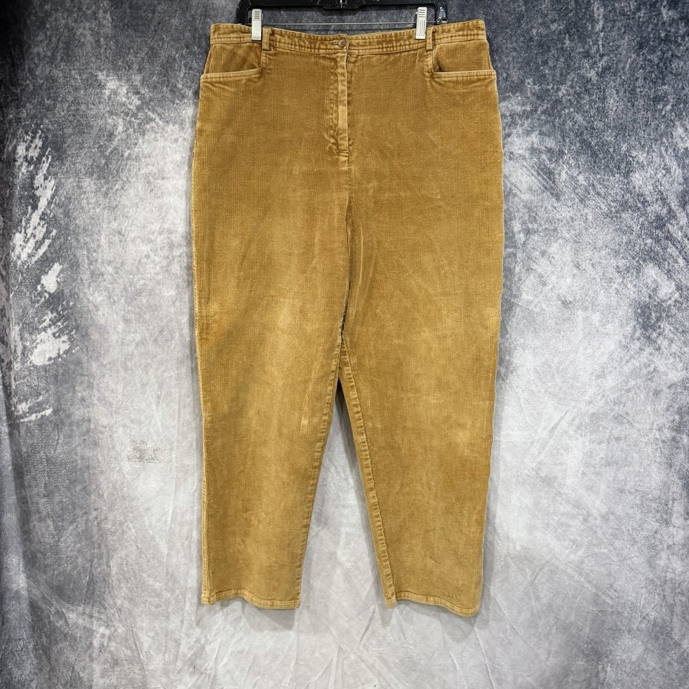 Sag Harbor Sport Women’s Large Tan Corduroy Pants Stretch Straight Leg